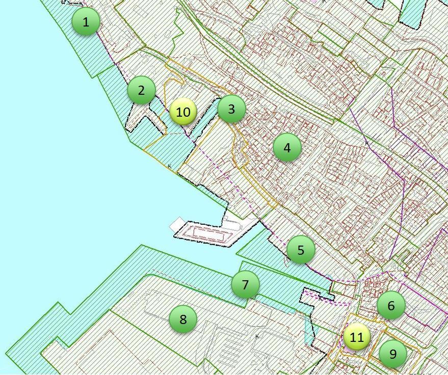 14 (23) NØSTET SJØFRONT 5. BERGENHUS. GNR 165 BNR 838. KVARTAL NØSTEGATEN (PlanID 60890000), vedtak i kraft 25.01.10. Området er regulert til bolig, forretning, kontor og allmennyttig formål. 6. BERGENHUS. GNR 165 BNR 1000 M.