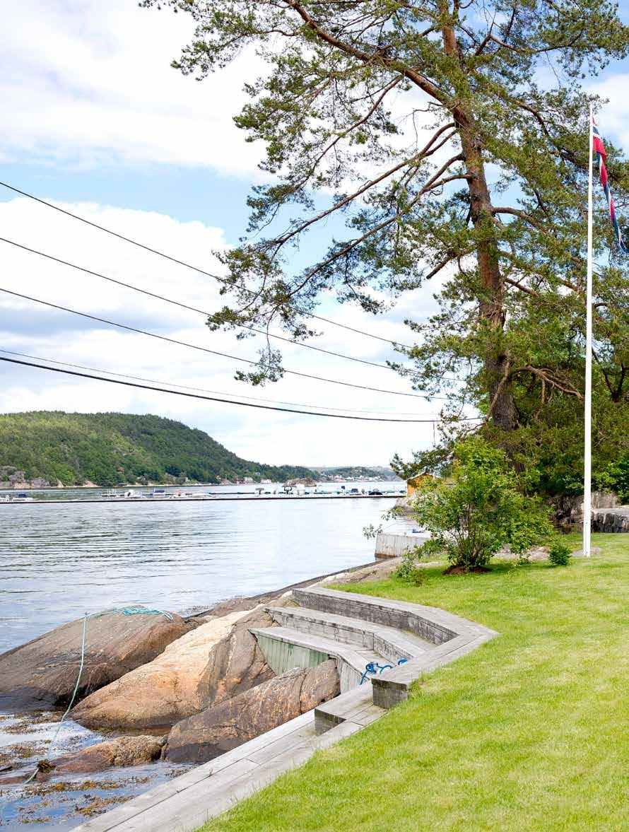 NORSK SOMMER: Familiehytta ligger helt nede ved sjøen i Kragerø med stor uteplass og egen, flott brygge.