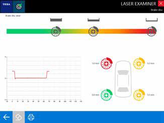 Slitasjemåling av bremseskiven LASER EXAMINER gjør det enkelt og raskt å kontrollere slitasje på bremseskiver, uten å måtte avmontere hjulene.