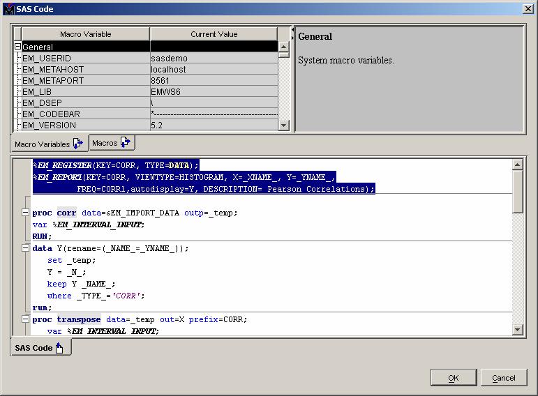 SAS Code Node for SAS Enterprise Miner Use EM_REPORT Macro to create integrated graphics Very powerful and flexible BAR