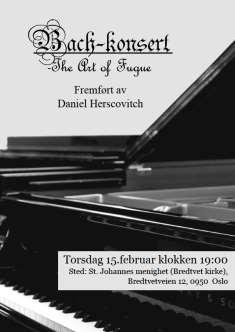 Bach-konsert torsdag 15. februar. Vi retter en stor takk til Daniel Herscovitch som ga en gave i form av en konsert slik at menigheten kunne samle inn bidrag til kirkefondet.