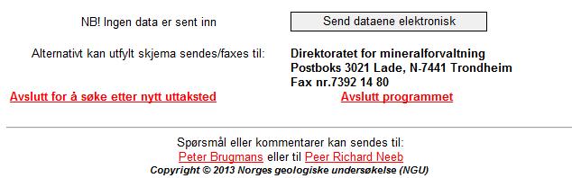 Fig. 15 Innsending av data elektronisk Spørsmål og kommentarer kan rettes til: Peter J. Brugmans, Direktoratet for mineralforvaltning, tlf.