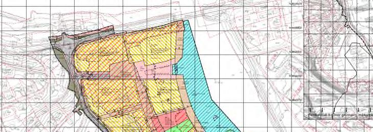 Figur 7. Kartutsnittet viser plangrense (turkis markering) for Detaljregulering for Fv.