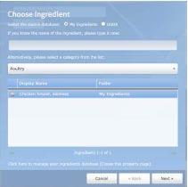 Add Ingredients Click Add Ingredient and a dialog box appears.