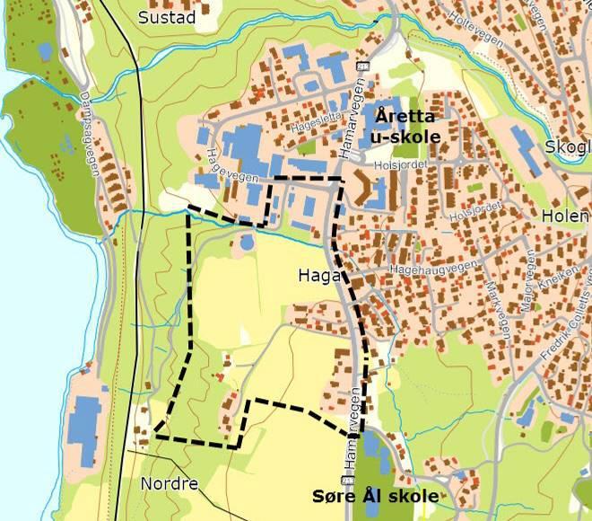 2 Beskrivelse av planområdet Planområdet omfatter gnr/bnr 87/180 (kommunen), 87/190 (Profier/Kolsveen), noe grunn tilhørende 88/75 samt flere boligeiendommer.