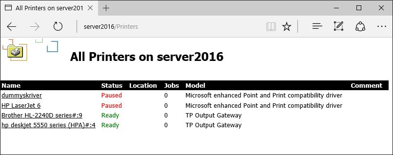 printer Konfigurasjon av webtjeneren avgjør om det kreves autentisering: 6105 Windows Server og datanett Jon Kvisli,