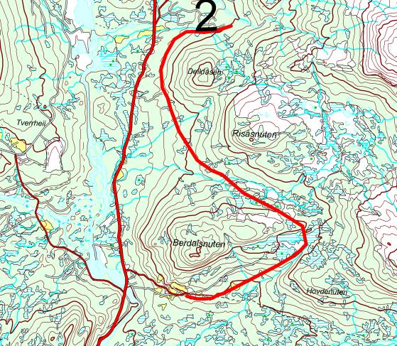 02. Nylund-Berdalen Lengde: 13 km Låglandsløype som knytt saman Berdalen og eksisterande løyper på austsida riksveg 9 i Midtregionen.