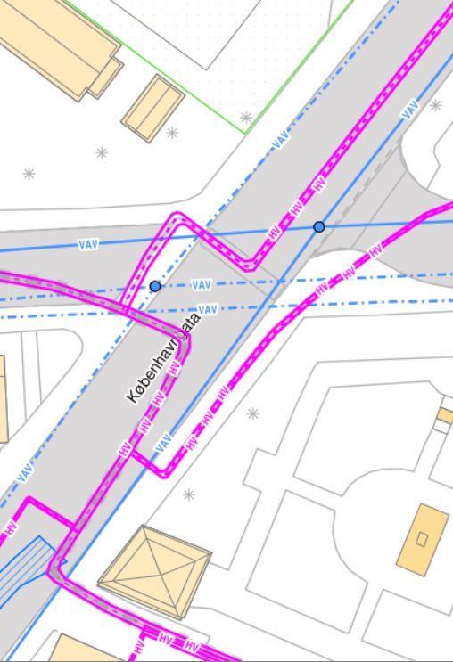 Fjernvarme Lekkasjeindikasjon på en ny PEvannledning i Københavngata. Bra utslag på elektronisk lytteutsyr.