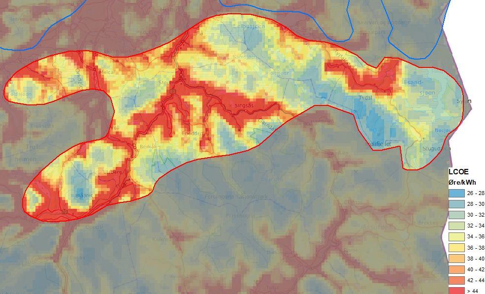 Teknisk-økonomisk analyse ANALYSER GJORT AV NVE Nettkapasitet Området er plassert i gul nettkategori.