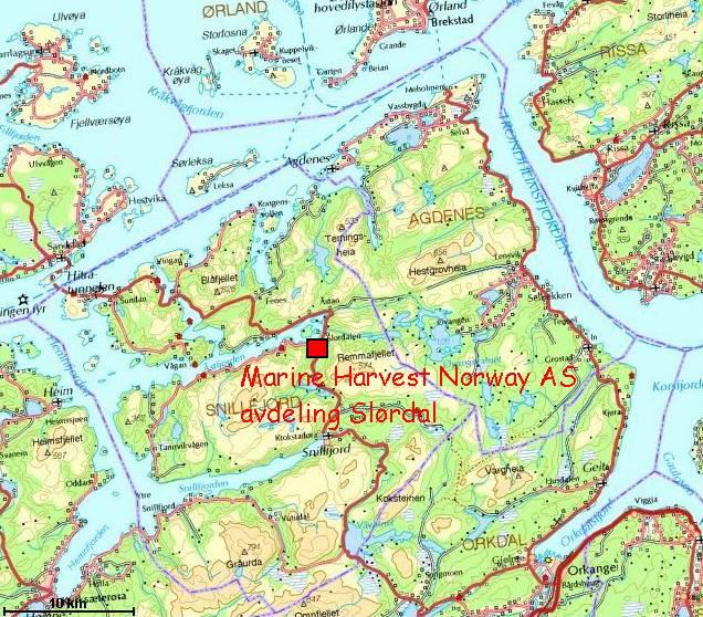 MARINE HARVEST NORWAY AS AVD SLØRDAL Marine Harvest Norway AS sitt settefiskanlegg på Slørdal (regnr ST/Si 0004, lokalitetsnummer 13178 Nernesset) ligger i Snillfjord kommune, nederst i