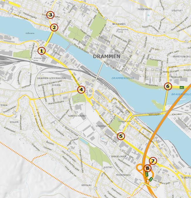 Trafikal virkning Det er regnet krysskapasitet i mange kryss Med unntak av Bangeløkkakrysset får kryssene uendret eller lavere