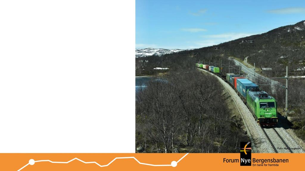 All auke på godstrafikk på strekninga skal tas av bane. Rundt 50% av gods Bergen- Oslo på bane i dag, har vore oppe i 80% Regjeringen sliter med å levera på sine eigne måltal.