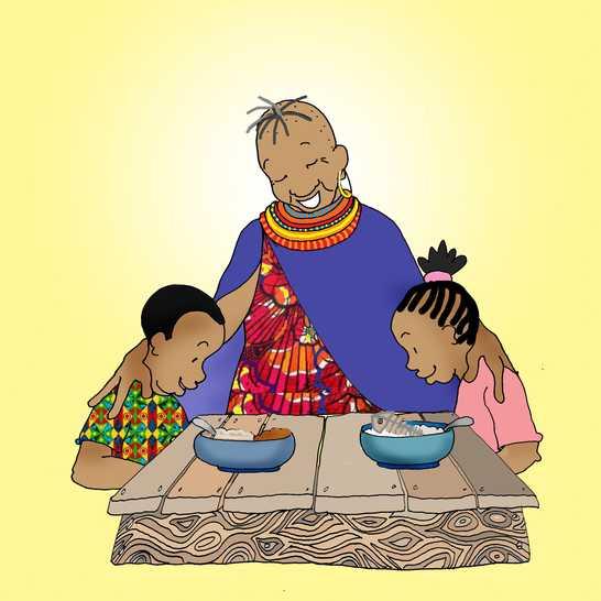 Nyar-Kanyada lærde barneborna sine korleis dei skulle laga mjuk ugali for å eta saman med