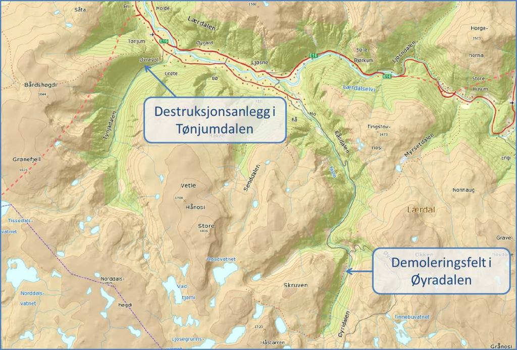 1 Innledning I Øyradalen sørøst for Lærdal sentrum ligger Forsvarets demoleringsfelt for ammunisjon. I dette området sprenges og tilintetgjøres ammunisjon av større kaliber enn håndvåpenammunisjon.