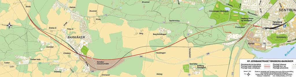 Barkåker - Tønsberg 7 Total anleggslengde med nytt spor er 7,7 km 5,8 km er nytt