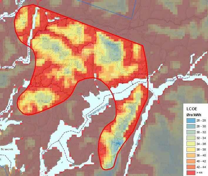 Teknisk-økonomisk analyse ANALYSER GJORT AV NVE Nettkapasitet Området er plassert i lysegrønn nettkategori, på nivå med blant annet Hallingdal og Rjukan.