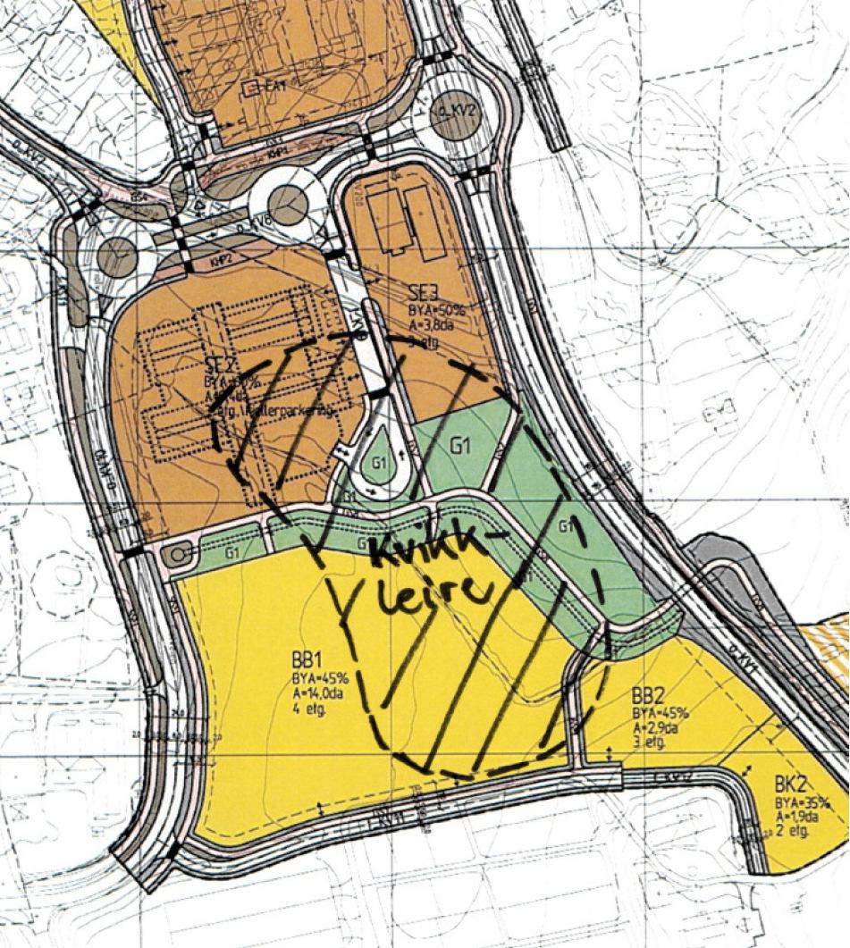 Planområdet Figur 8: Avgrensning av kvikkleire basert på utførte grunnundersøkelser (Utarbeidelse av områderegulering for