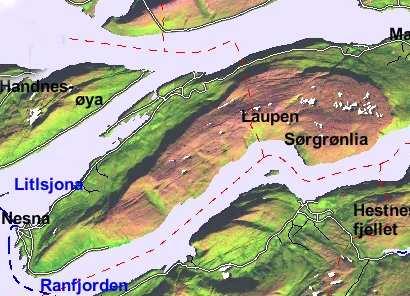 5 ØKOLOGISK KARAKTERISERING AV TILTAKSOMRÅDET 5.1 Topografi Side 12 av 20 Sjonfjellet er en langstrakt halvøy. En vei fører langs nordsiden fra nordøst til sydvest.