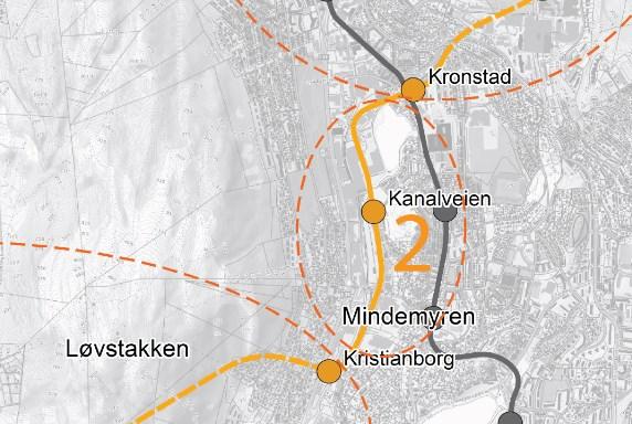 5 Planforslag delstrekning 2, Mindemyren Formålet med detaljreguleringsplanen Detaljreguleringsplanen og det tekniske forprosjektet for Bybanen på Mindemyren har tatt utgangspunkt i føringer gitt i