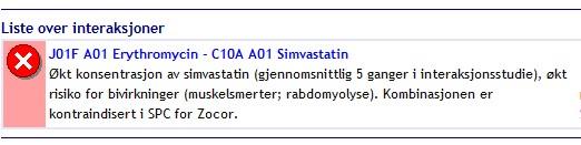 Et eksempel Erytromycin + simvastatin Er det nødvendig å unngå denne kombinasjonen hos alle? Kan man stole på Felleskatalogteksten? Er interaksjonsdatabaser overforsiktige?