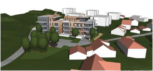 Illustrasjon nr. 5: Skisse utomhusplan fra forenklet planbeskrivelse Illustrasjon nr. 6: 3D-illustrasjoner fra forenklet planbeskrivelse Oppstartsmøte Det ble avholdt oppstartsmøte 11.12.