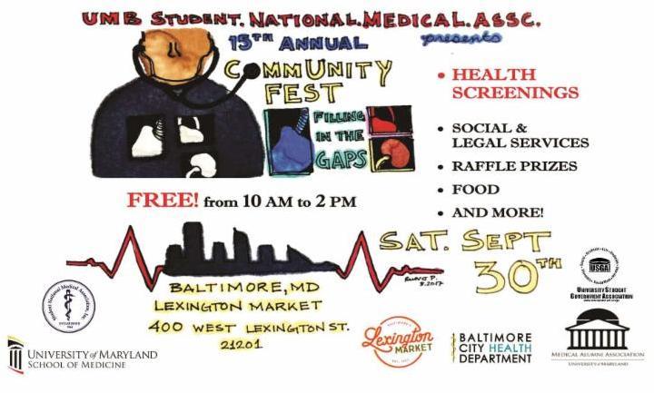 PTRS assisted the UMB Student National Medical Association by participating in the 15th annual CommUNITY FEST held at Lexington Market on Sunday, September 30, 2017.