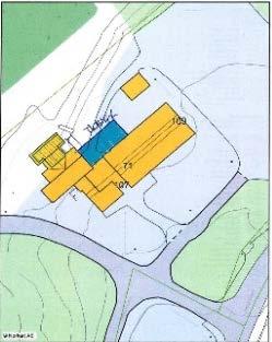 Det er utredet to alternativer for ombygging: Versjon 1: Situasjonsplan Plan 1. etasje Plan 2. etasje Versjon 1.