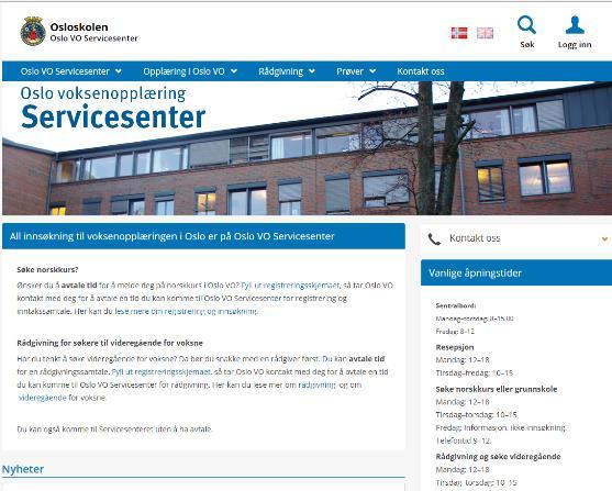 Informasjonsarbeid Nettsider Servicesenterets hjemmeside https://felles.oslovo.no informerer om opplæringen som gis i Oslo Voksenopplæring og om regelverk.