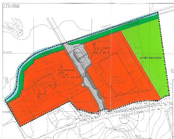 Plankartet syner at deler av byggmassen kjem inn i område for parkeringsareal, fordelingsvegar og gangareal. Føresegnene seier også i 2.