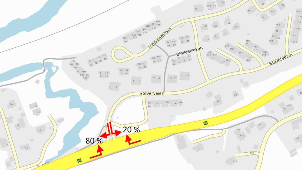 6 INNERDAMMEN, BODØ - TRAFIKKANALYSE Totalt genererer området i 2020 (forventet åpningsår) 4.900 bilturer pr. virkedag, hvorav 160 bilturer er til/fra planområdet.