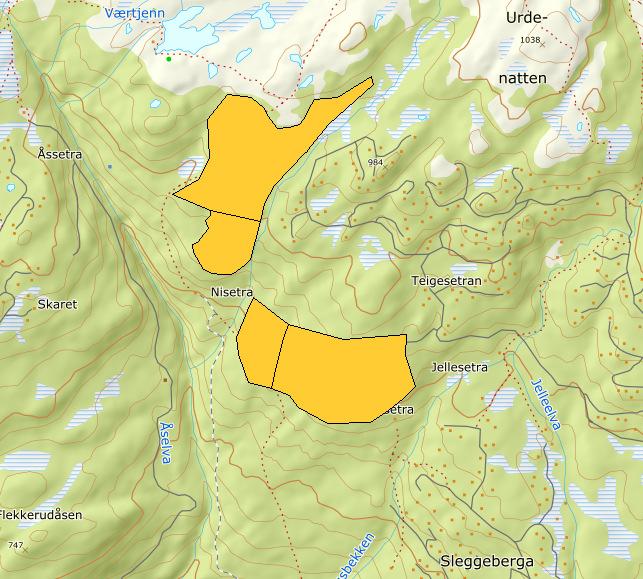 OMRÅDE: Tempelseter H50a-d Værtjennåsen og Rupemyr/Flakaliåsen Gbnr 146/1, 146/2 og 146/81 Innspill: 1 Dagens formål: LNF Foreslått formål: Fritidsbebyggelse Arealstørrelse: Totalt 420 daa Moh.