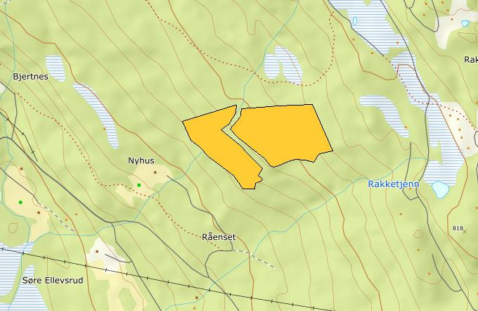 OMRÅDE: Djupsjøen H61 Ellevsrudmarka Gbnr 141/4 Innspill: 5 Dagens formål: LNF Foreslått formål: Fritidsbebyggelse Arealstørrelse: 80 daa Moh.