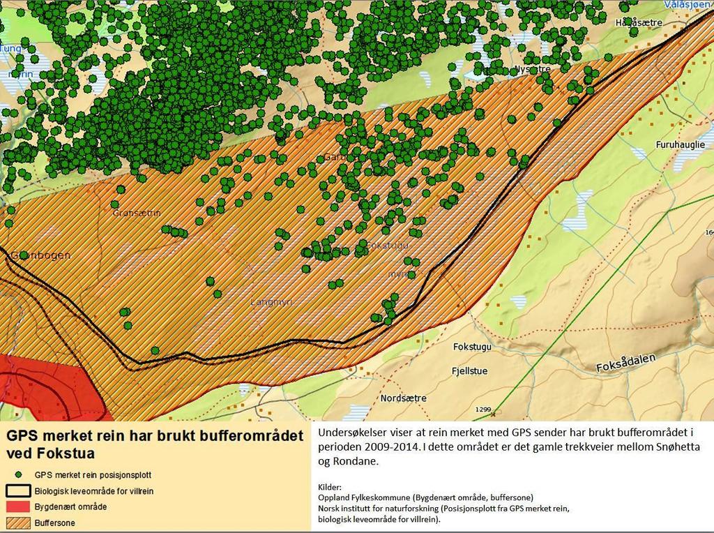 Fig 5: Fokstugu, eldre trekkområde mellom Snøhetta- og Rondanestammen