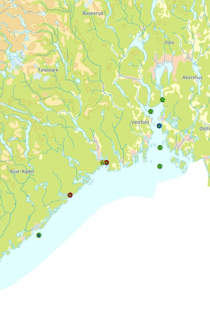 Tilstandsklassifisering av vannmasser Økoregion Skagerrak DP Klima og DP Skagerrak Planteplankton (Chl a) tilsier «svært god» tilstand ved VT5 Arendal og «god» tilstand på resterende stasjoner