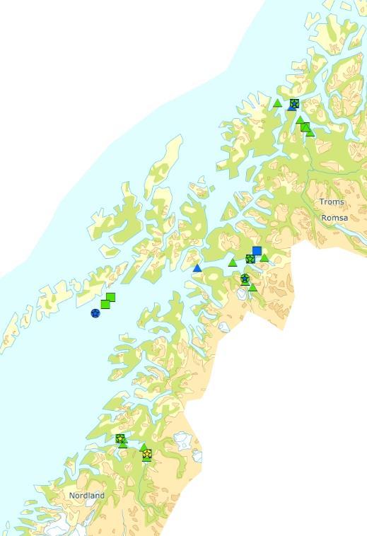 Tilstandsklassifisering Økoregion Norskehavet Nord (I og II) Malangen Tilstanden på bentos varierer mellom «svært god» og «god» tilstand uten tegn til belastningseffekter i organismesamfunn i