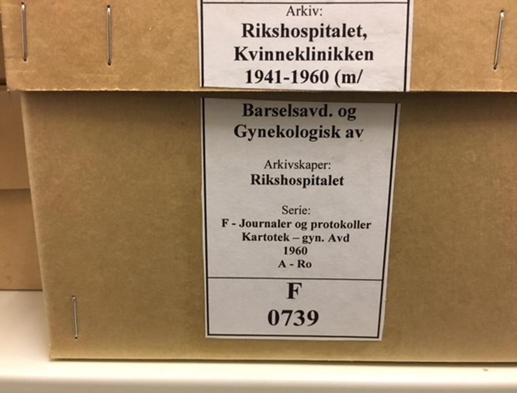 Rikshospitalet kvinneklinikken o Barselsavdeling og gynekologisk avdeling Kartotekkort fra 1960 o Et par slike