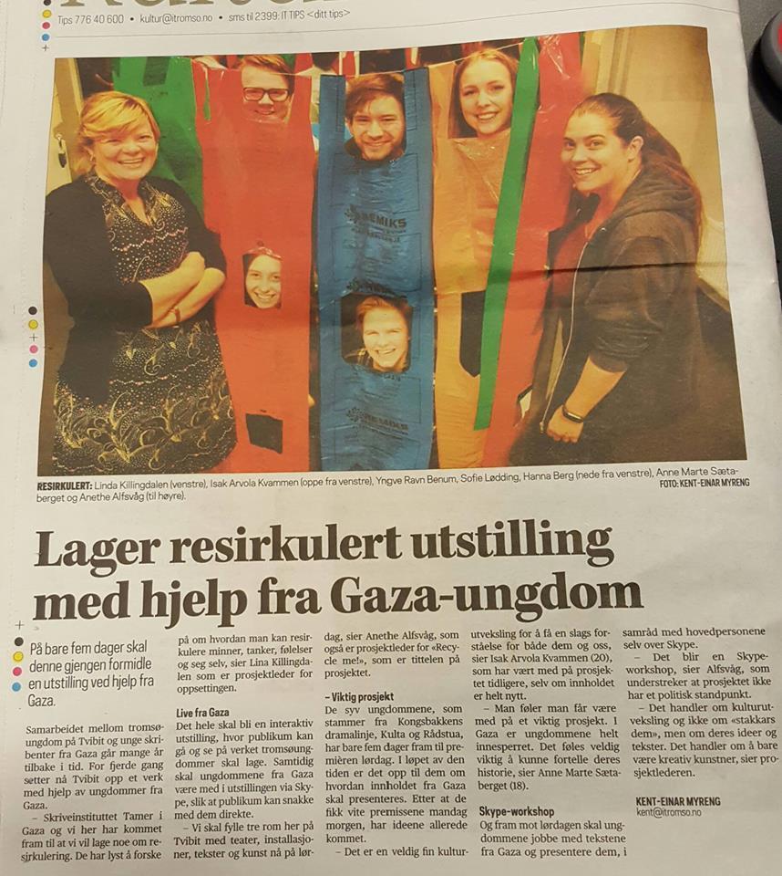 Recycle me ble arrangert i august og laget av unge kunstnere fra Tromsø og Gaza sammen med prosjektledere.