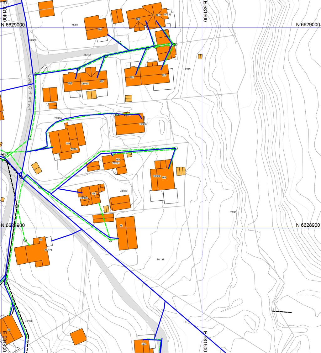 Ledningskart Asker kommune Eiendom: Dato: Målestokk: 78/382/0/2 Øvre Gjellum vei 16B 22.09.