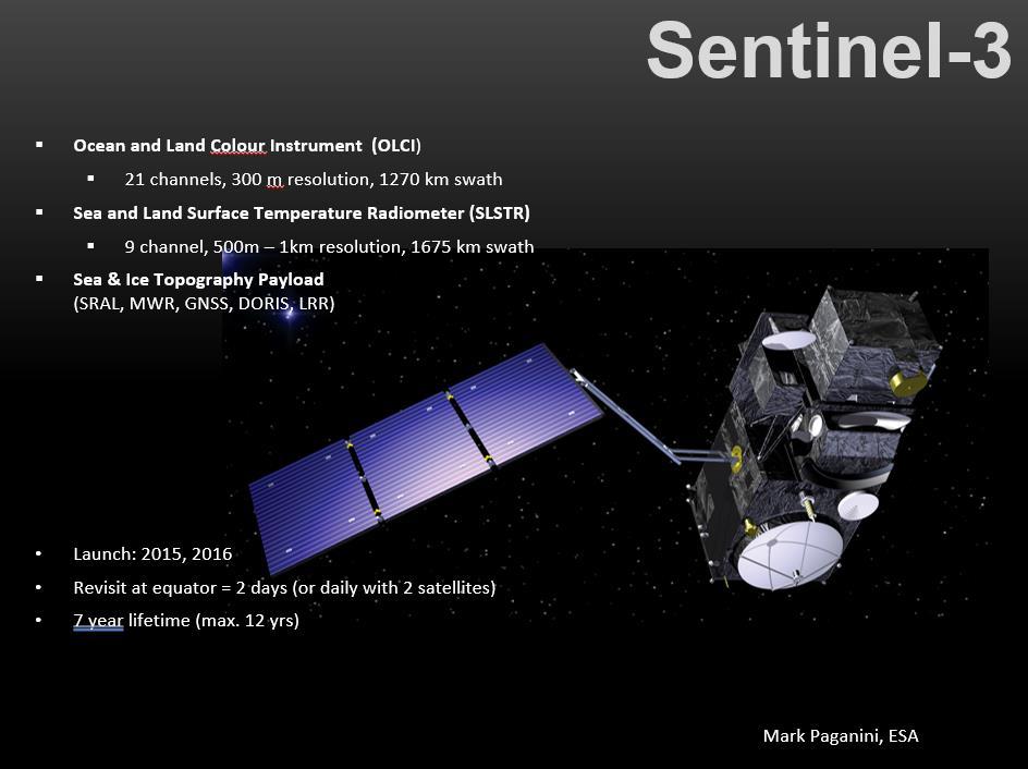 Optiske satellitter for miljøovervåkning Copernicus programmet Passering ca hver 1-2 dag med 2