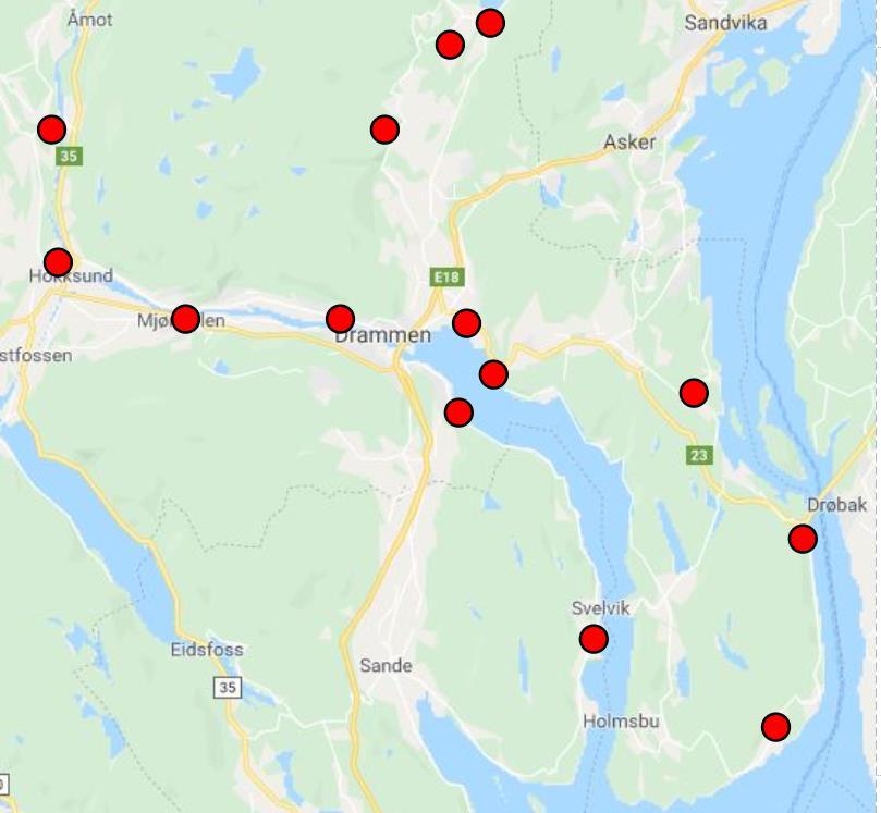 Oversikt over renseanleggene Bare Solumstrand er bygget for å klare sekundærrensekravet, øvrige har kun kjemisk felling.