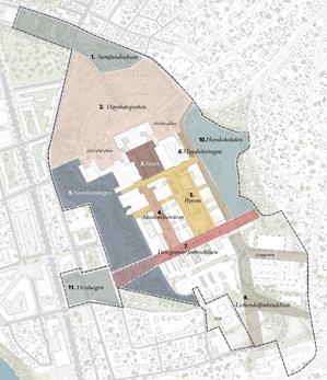 58 Figur 41 - Områdeavgrensning og inndeling i funksjonsområder utomhus 6.3.1 Universell utforming og utomhus.