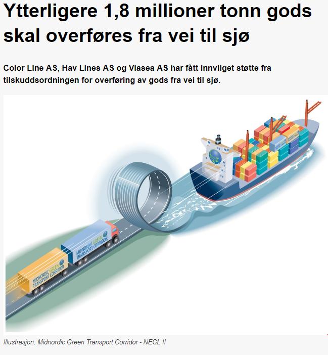 Incentivordning for overføring av gods Ingen prosjekter fra Midt Norge