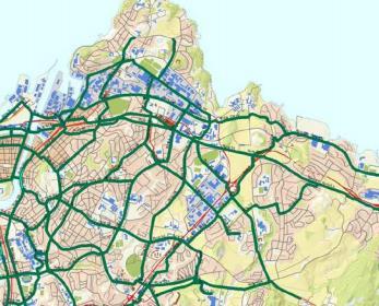 23 5 GANG- OG SYKKELVEGNETT 5.1 Mål definert i planprogrammet Områdets nye beboere skal i størst mulig grad velge å gå, sykle eller benytte kollektivtransport fremfor privatbil.