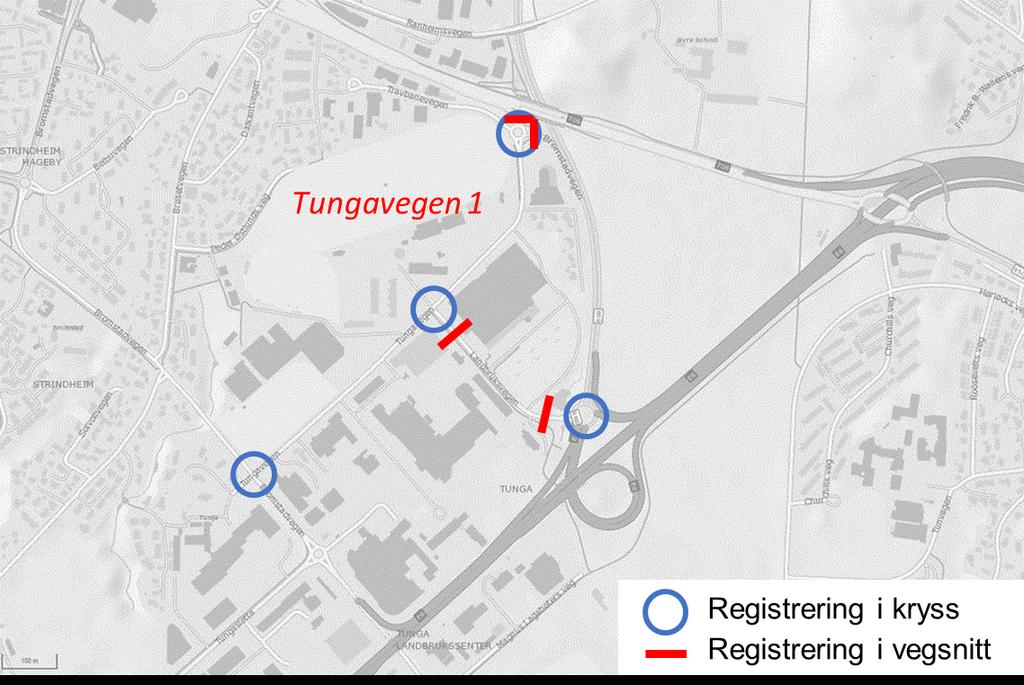 43 7.3 Trafikktall for biltrafikk 7.3.1 Trafikkregistreringer Det er gjennomført trafikkregistreringer med radar i fire vegsnitt og registreringer med videofilming og opptelling i etterkant i fire