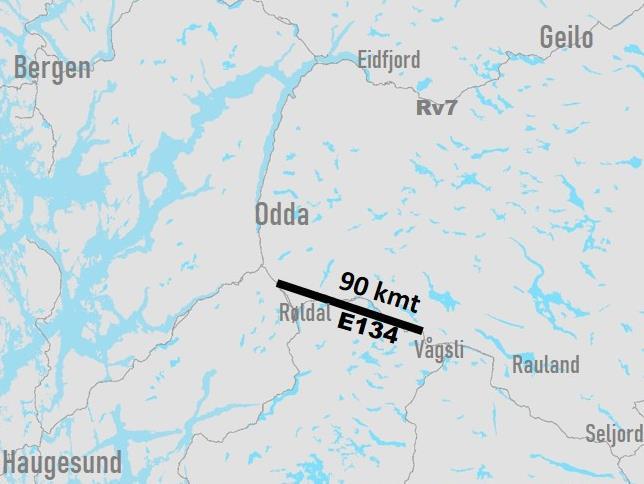 - Ny E134 Seljestad Vågsli (90 km/t) (i NTPhandlingsprogram 20