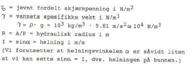 Gjennomsnittlig skjærspenning for fylte rør Der: Q avrenning (l/s) ϕ avrenningsfaktor Maksimal