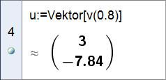 i det aktuelle punktet på v og lengden av denne vektoren for å finne Farten til ballen etter 0,8 s er 8,39 m/s Vi tegner vektoren i GeoGebra ved å bruke kommandoen vektor v 0.8. Standardinnstillingen i GeoGebra gjør at vektoren starter i origo.