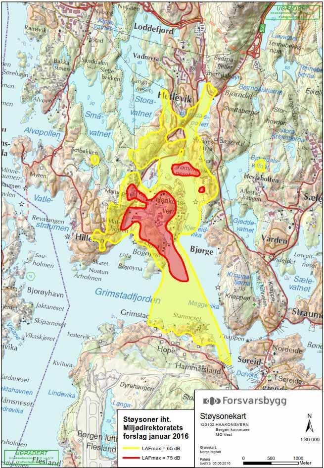 Vedlegg 1 Støyvarselkart for Haakonsvern Figur 10: