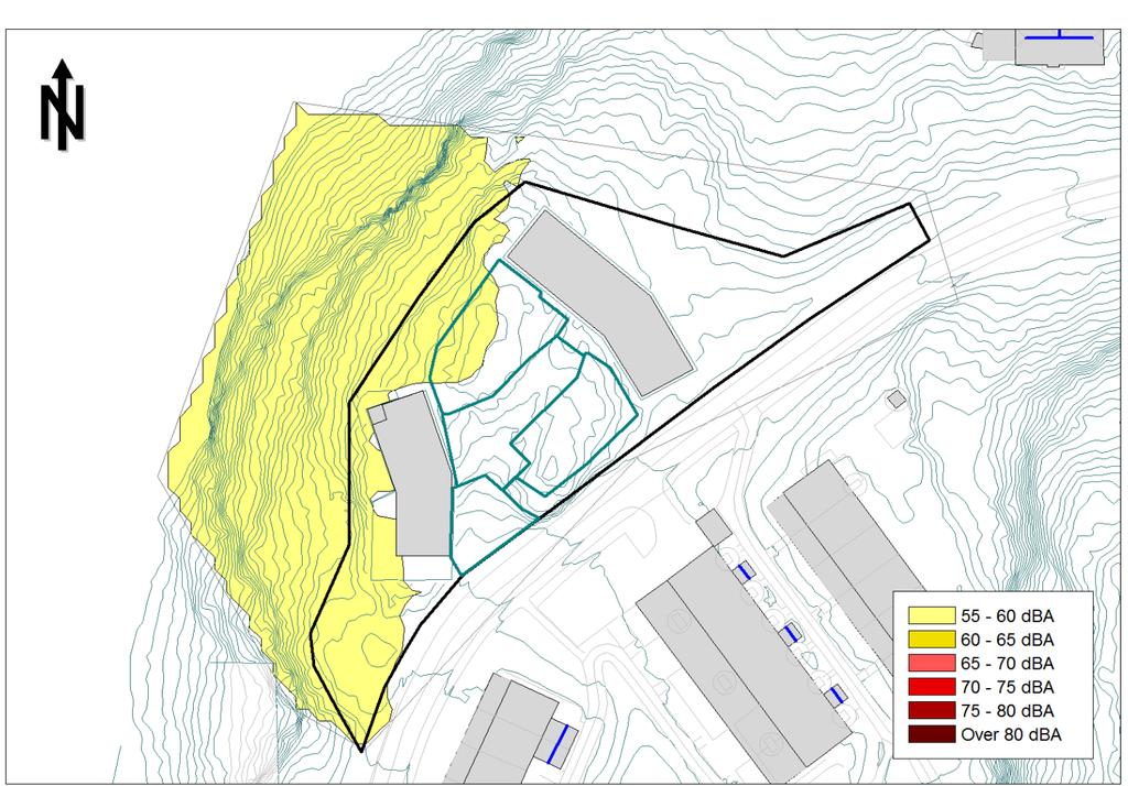 4.3 Beregning av utendørs støynivå fra vegtrafikk Beregningene av utendørs støynivå er gjort etter gjeldende metode [10], med beregningsprogrammet CadnaA (versjon 2018).