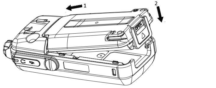 Skyv batteriet opp mot toppen av radioen som nummer 1 og trykk ned som nummer 2 Figur 5-3) Batteri Installasjon 5.3 Belte klips Installasjon og fjerning Ref. figur 5-4.